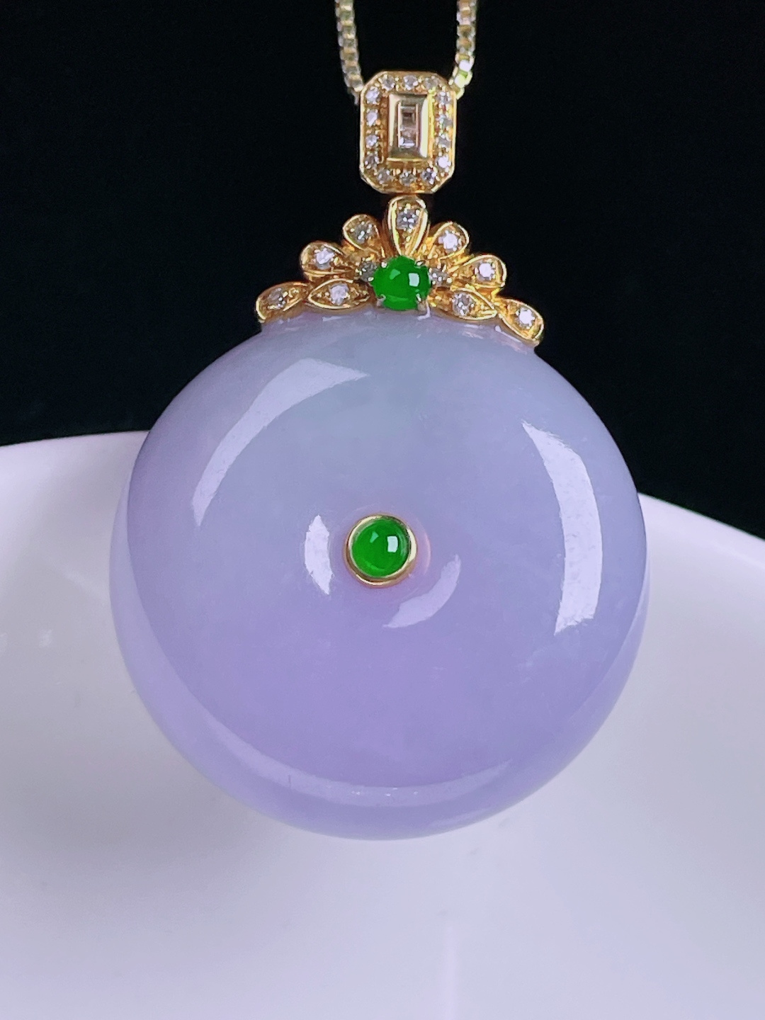 ️平安扣，老种起光，细底通透，尺寸：36.4/25.4/12mm0727