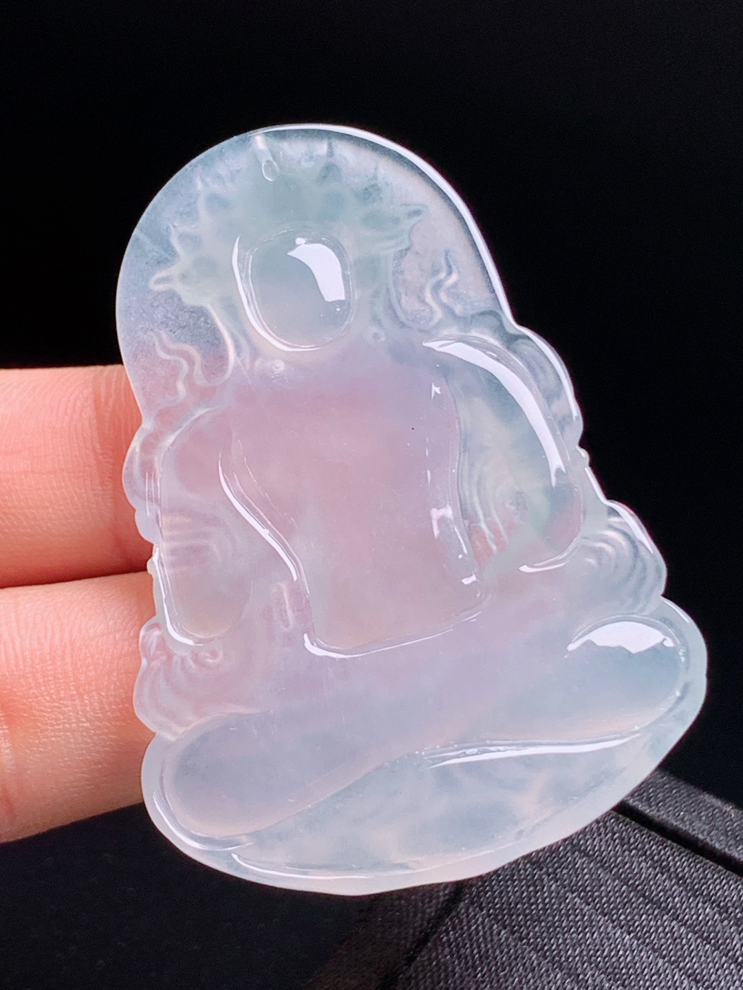 ️ 冰种度母观音，玉质细腻起胶，翠色鲜活灵动，简约清新雅致 裸石54.8-39-5.2 49