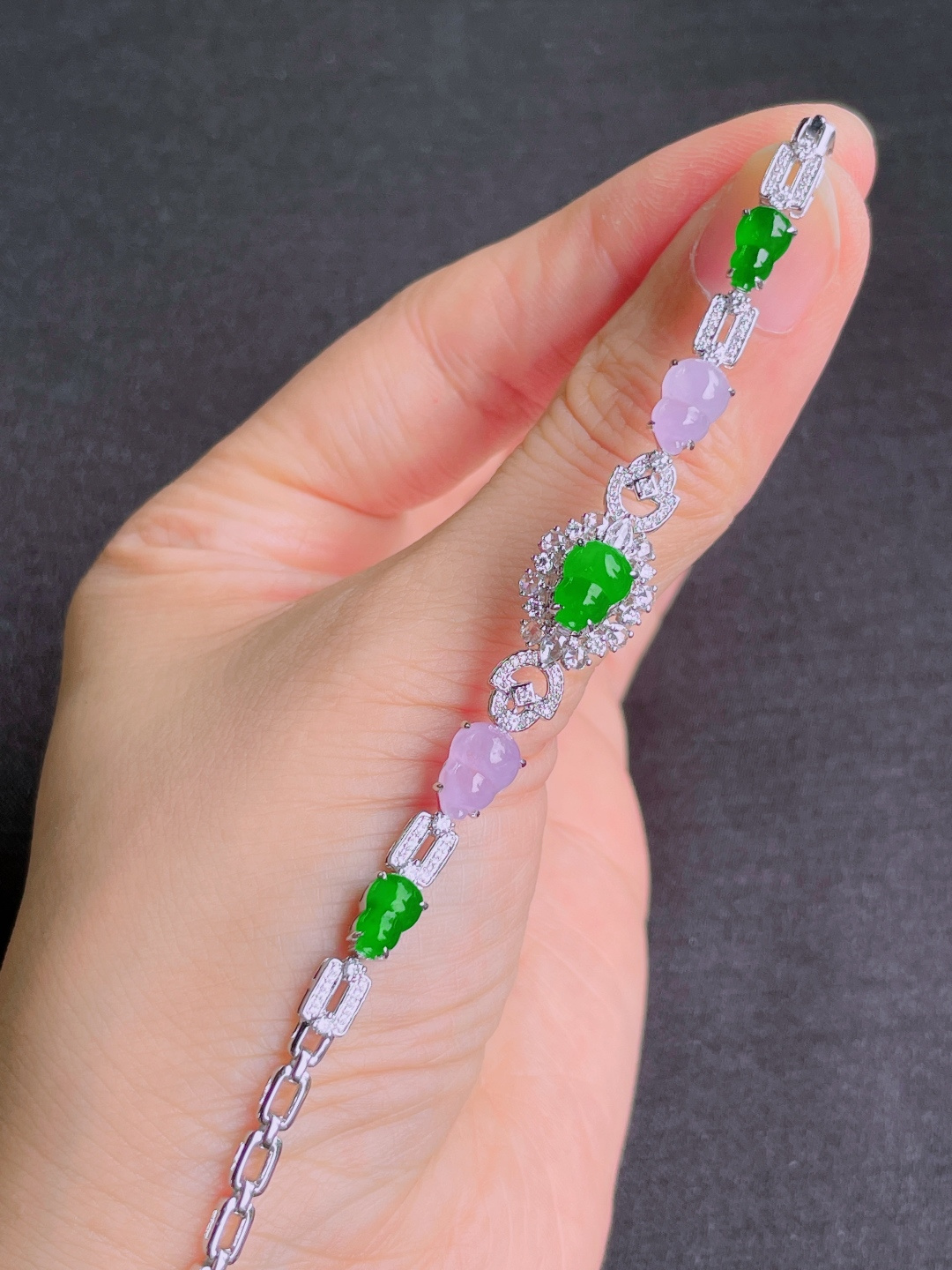 ️高冰绿紫葫芦手链，晶莹剔透，新颖时尚，8-6.5-5