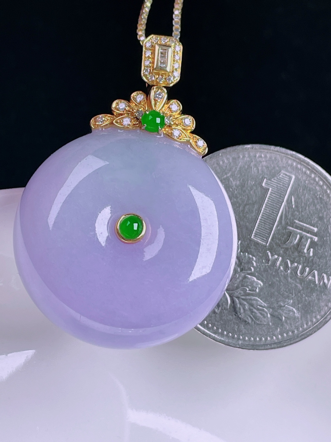 ️平安扣，老种起光，细底通透，尺寸：36.4/25.4/12mm0727