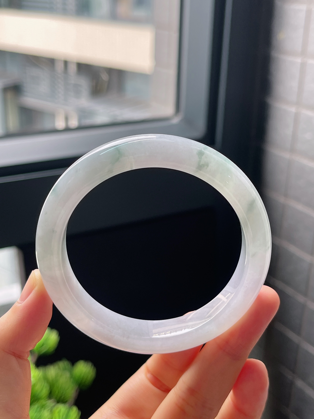 圈口55.8，冰糯种飘花翡翠正圈手镯
