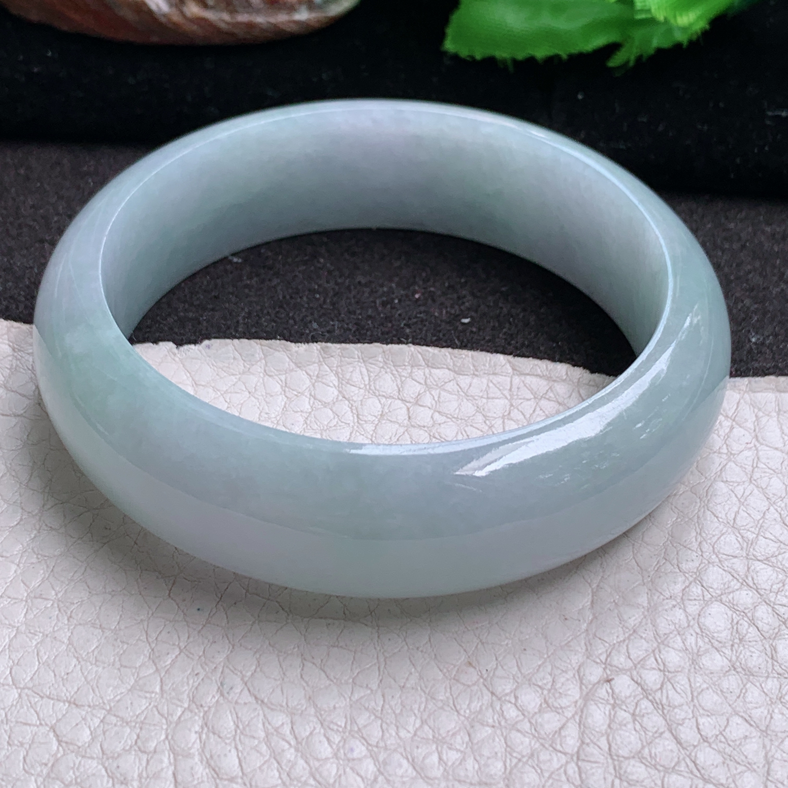 jc实拍58.5*17.5*8.5轮胎镯 缅甸翡翠a货玉手镯清新淡紫底宽边玉手环