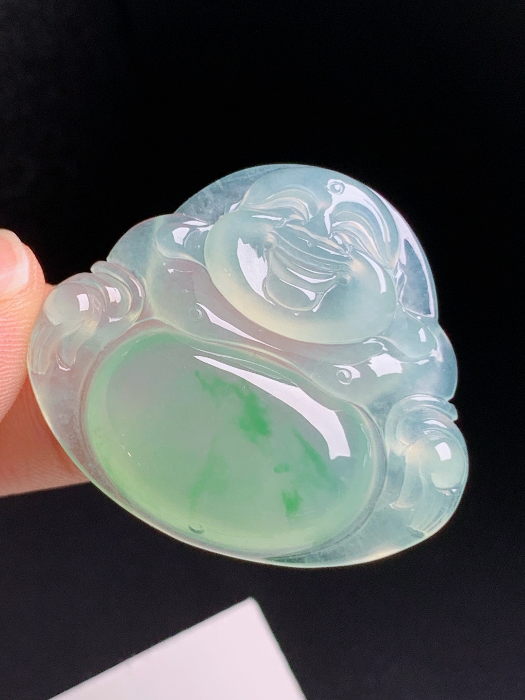 ️ 佛公，玉质细腻起光，底色清爽柔和，版型圆润饱满 裸石32.2-35.7-5.8 01