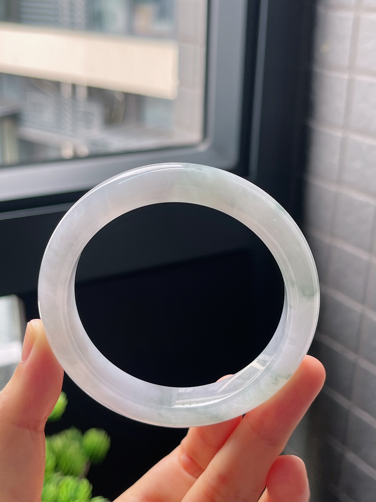 圈口55.8，冰糯种飘花翡翠正圈手镯