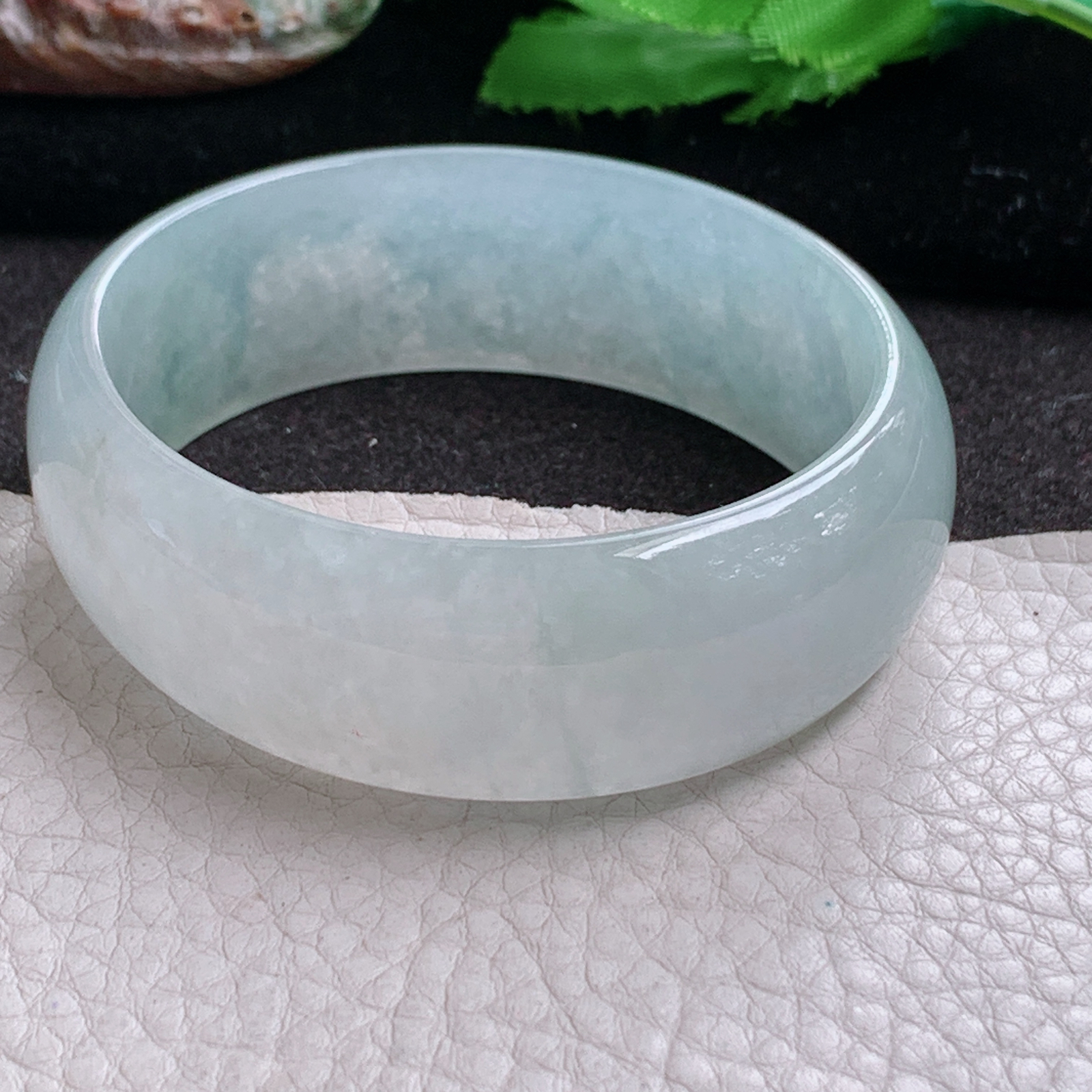 jm实拍57*50*19.3*6.5轮胎贵妃镯 缅甸翡翠a货冰晴纯美宽边蛋形玉手环