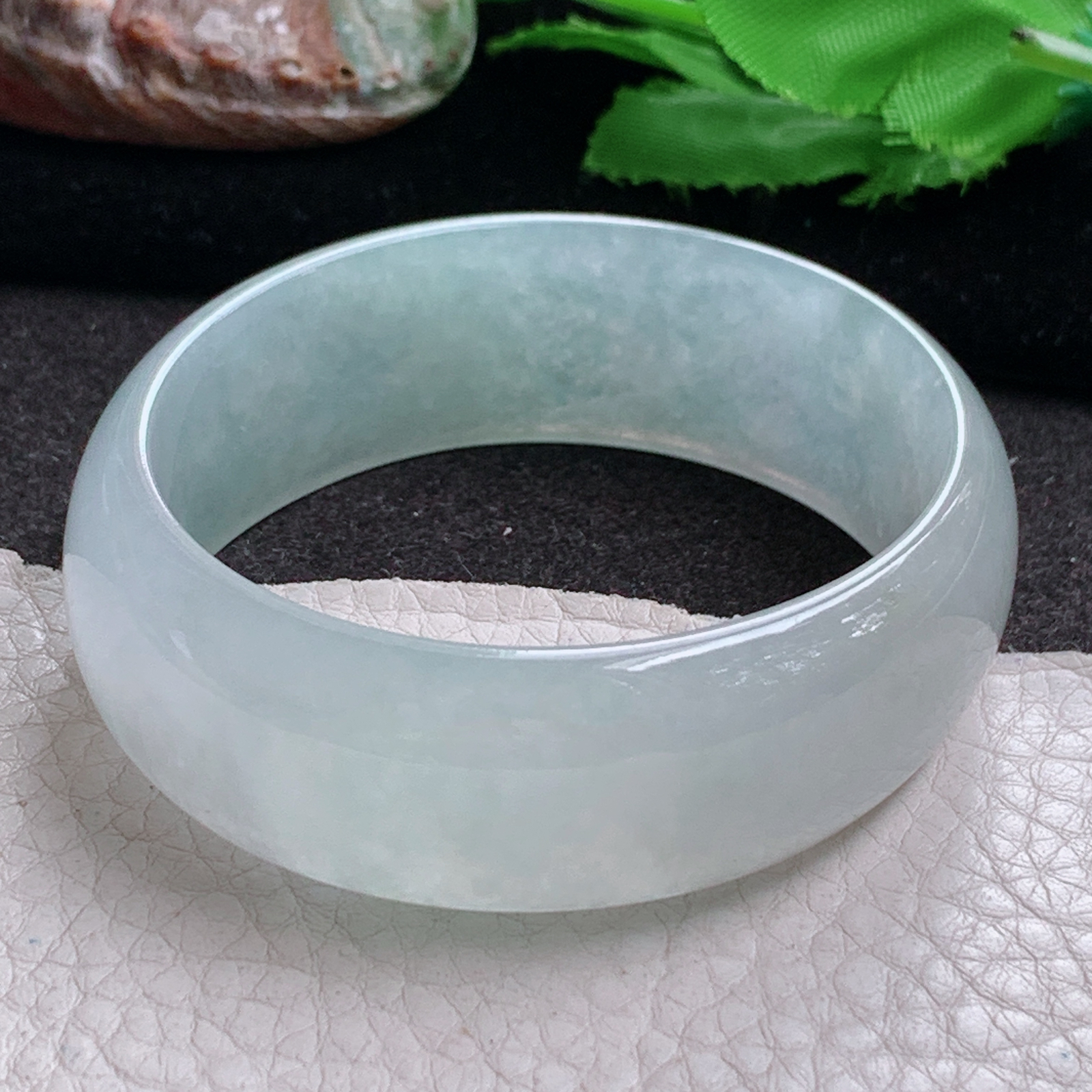 jm实拍57*50*19.3*6.5轮胎贵妃镯 缅甸翡翠a货冰晴纯美宽边蛋形玉手环