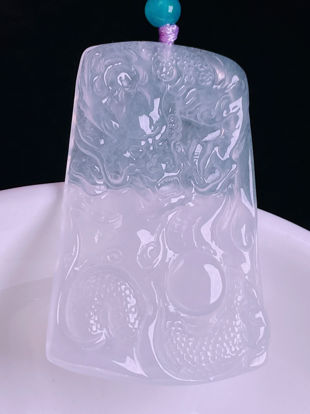 ️，冰种龙牌，老种起光，细底通透，尺寸：42.7/27.5/3.6mm0727