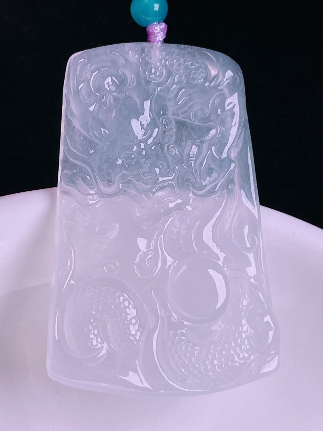 ️，冰种龙牌，老种起光，细底通透，尺寸：42.7/27.5/3.6mm0727