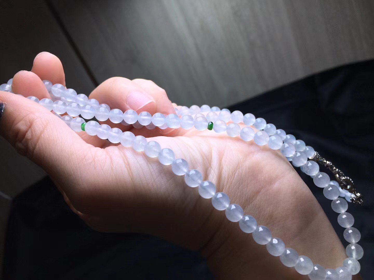 ️ 冰种珠链，卡6～5.5mm，119颗，种好，玉质细腻，冰透水润，颗颗精选
