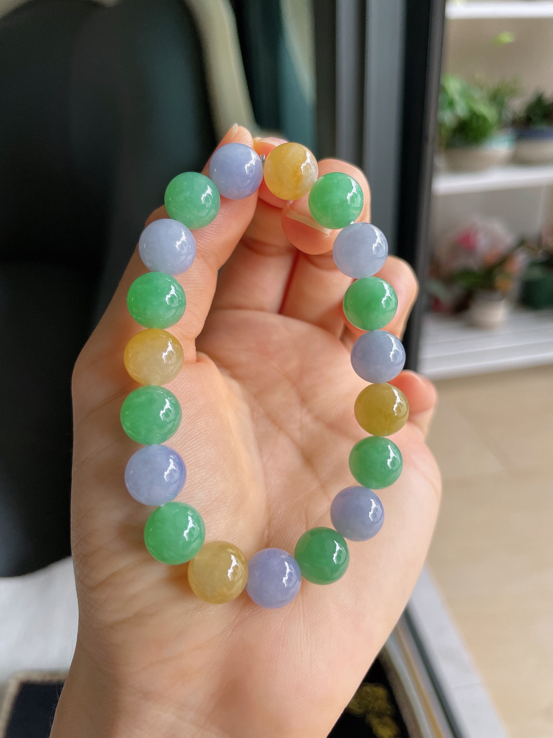 缅甸天然翡翠A货，冰多宝手串，尺寸：10mm。【编3305】