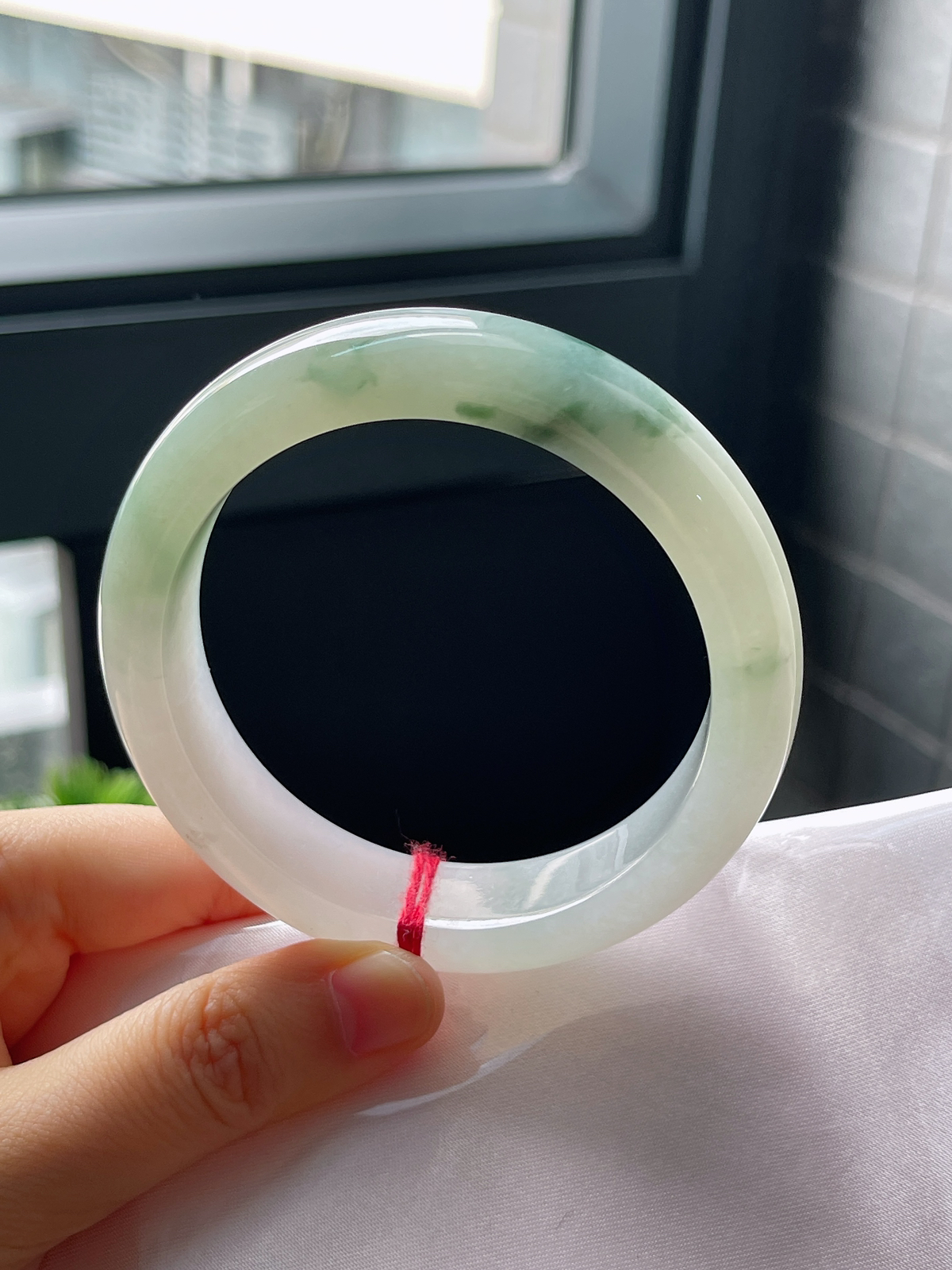 圈口58.3，冰糯种飘花翡翠正圈手镯