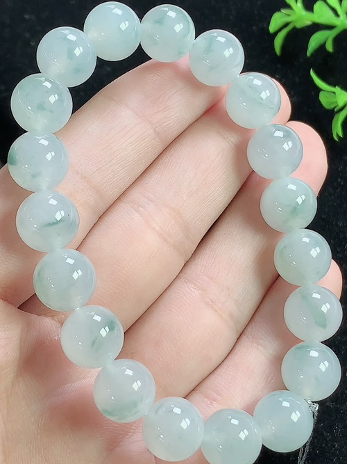 冰飘花玉珠手串，尺寸9.8mm，Q28tag