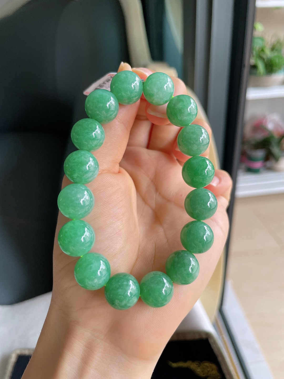 ️，缅甸天然翡翠A货，满绿手串，尺寸：13mm。【编4448】
