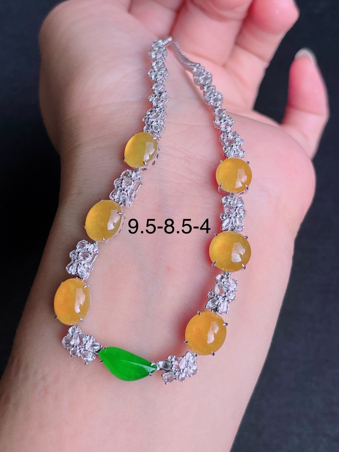 ️冰种黄蛋面项链，晶莹剔透，新颖时尚，9.5-8.5-4