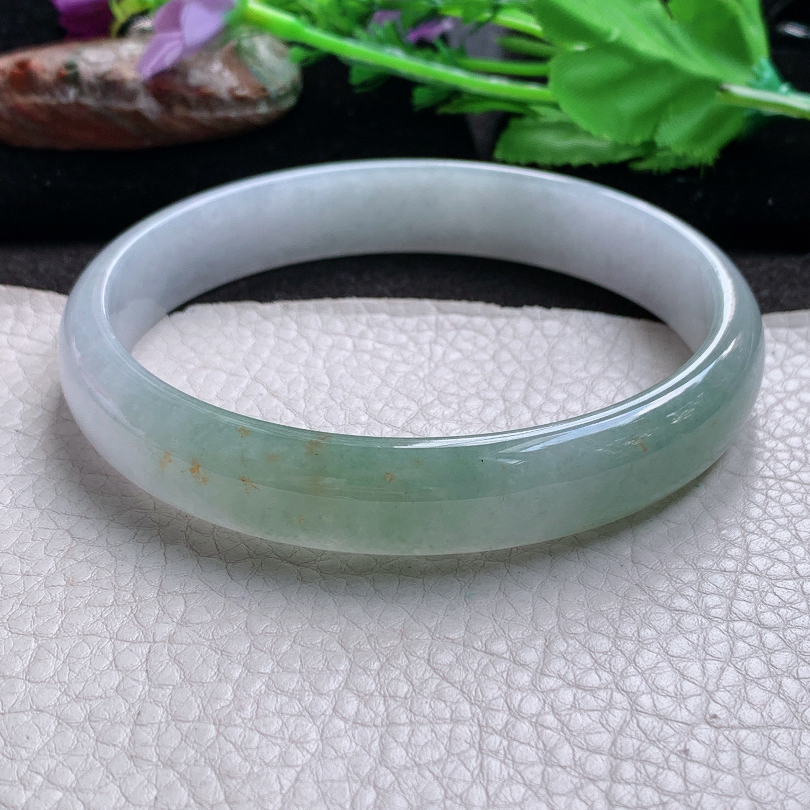 z大圈口77*14.2*6.8招财臂镯 缅甸翡翠a货玉手镯半山水宽边玉手环