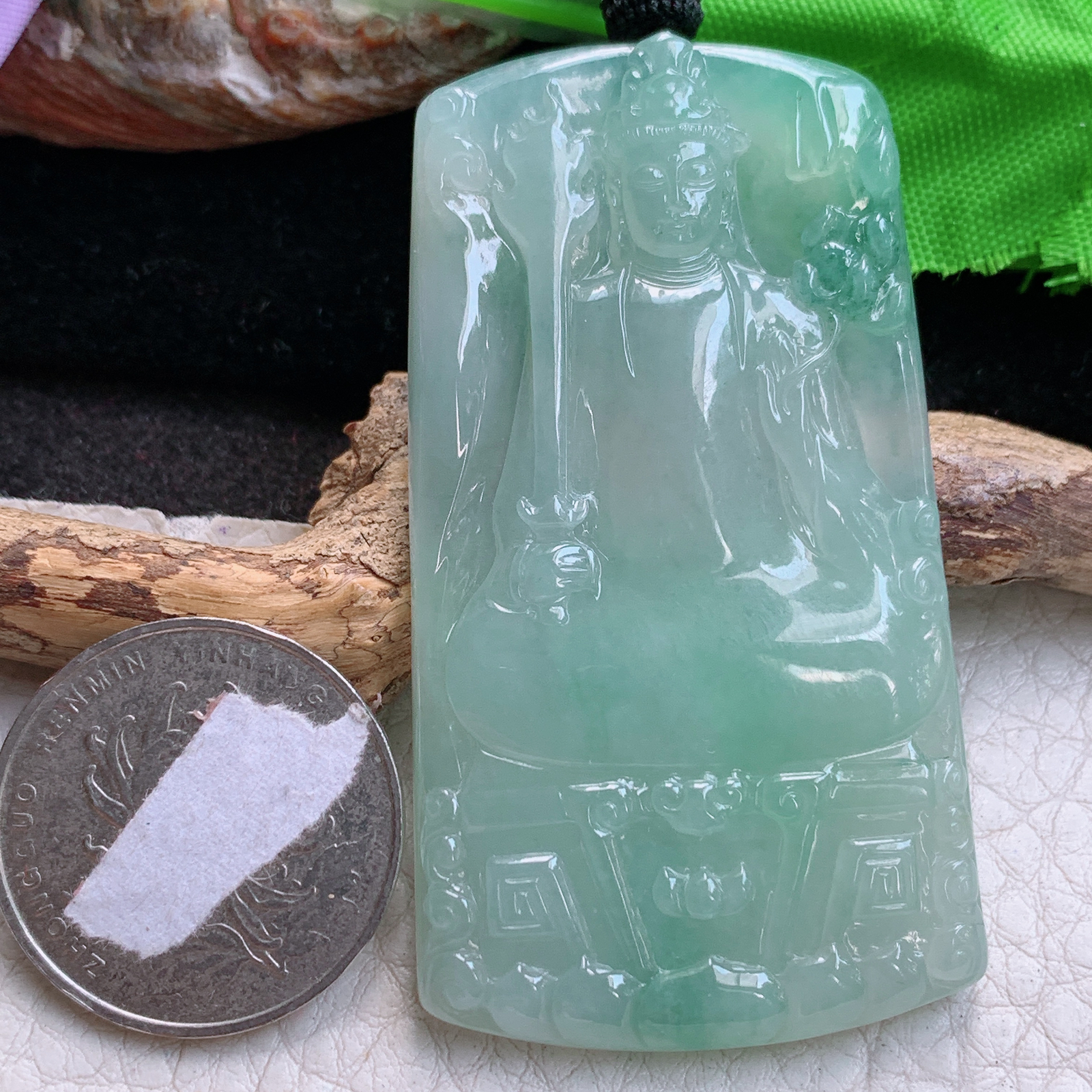 csy实拍67.5*41*5.5天然缅甸翡翠冰纯大山水牌玉吊坠 步步高升