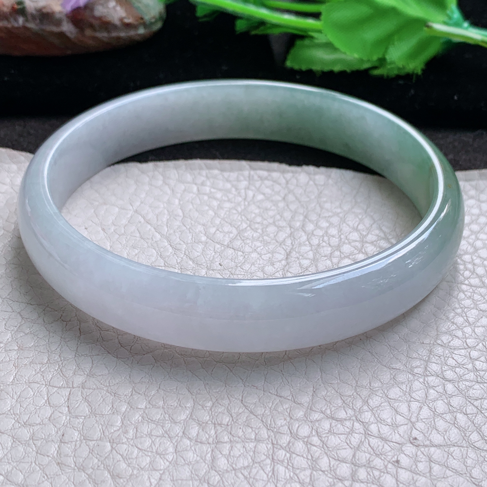 z大圈口77*14.2*6.8招财臂镯 缅甸翡翠a货玉手镯半山水宽边玉手环