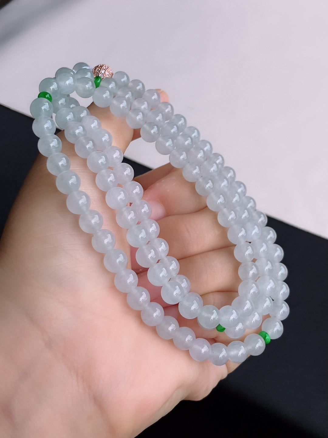️白冰大珠链，晶莹剔透，尺寸7/108颗，自然光实拍