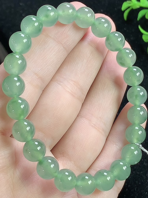 冰晴飘花玉珠手串，尺寸7.8mm，Q28tag