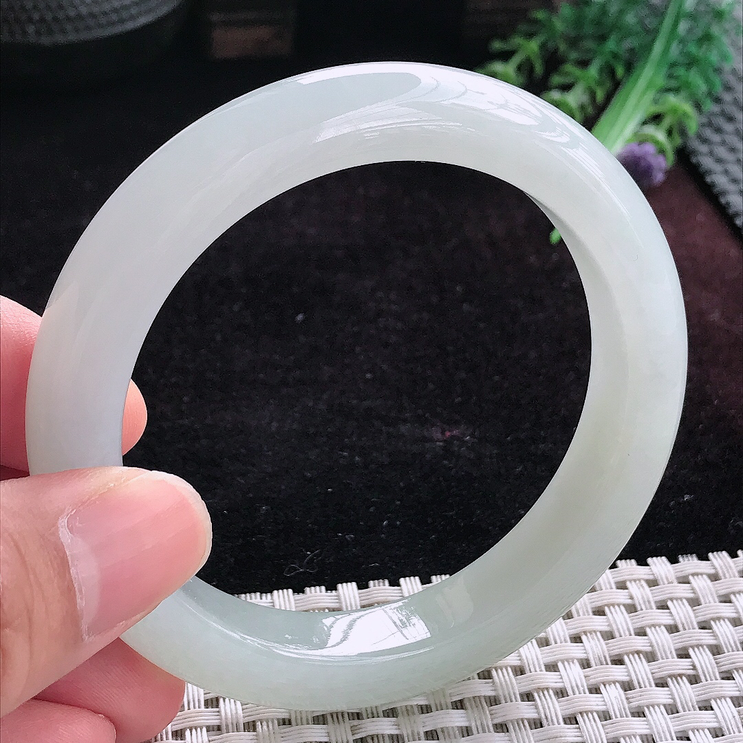 实拍A货翡翠57/11.8/9.3老坑冰胶果冻冰晴手镯宽边玉镯平安镯手环