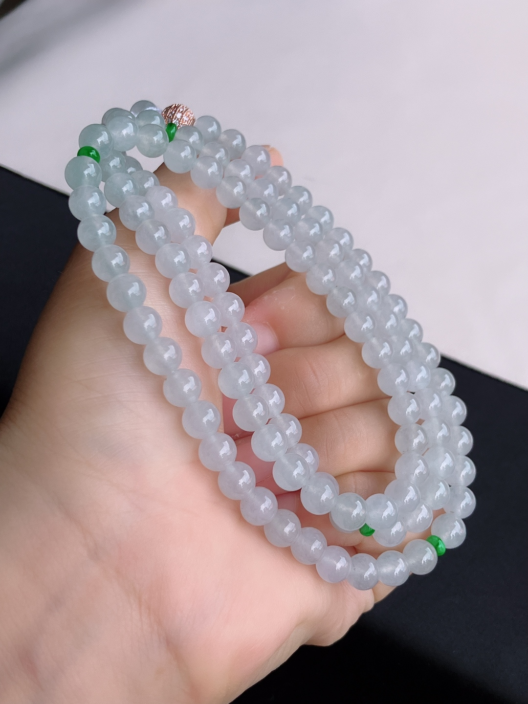 ️白冰大珠链，晶莹剔透，尺寸7/108颗，自然光实拍