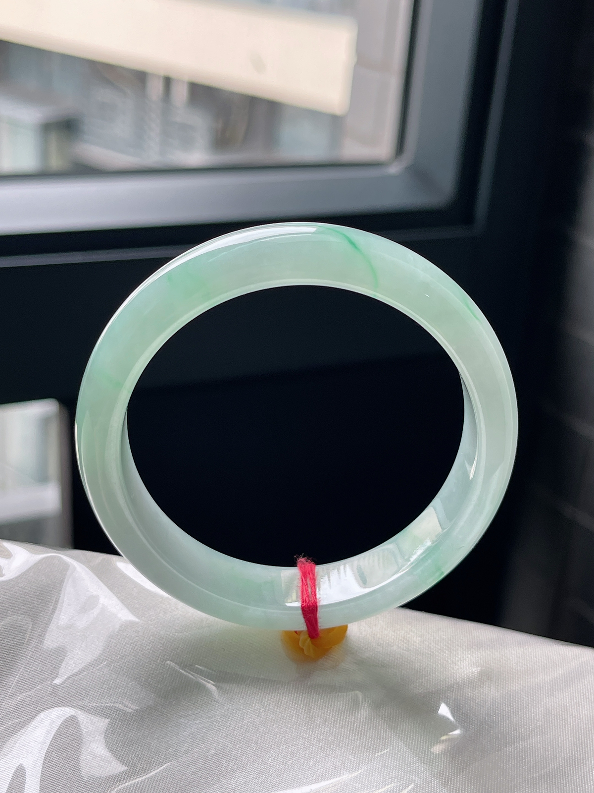 圈口58，冰糯种飘花翡翠正圈手镯