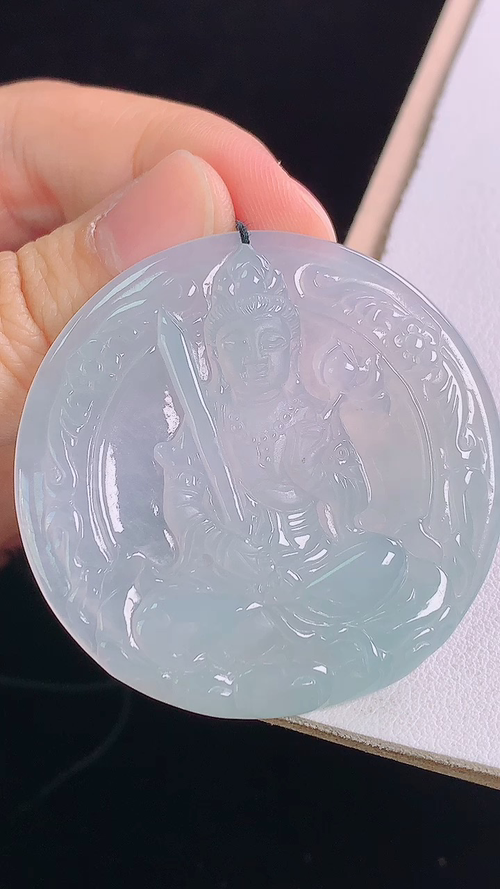 冰种虚空藏菩萨，无裂，尺寸:43.2-4.3mm