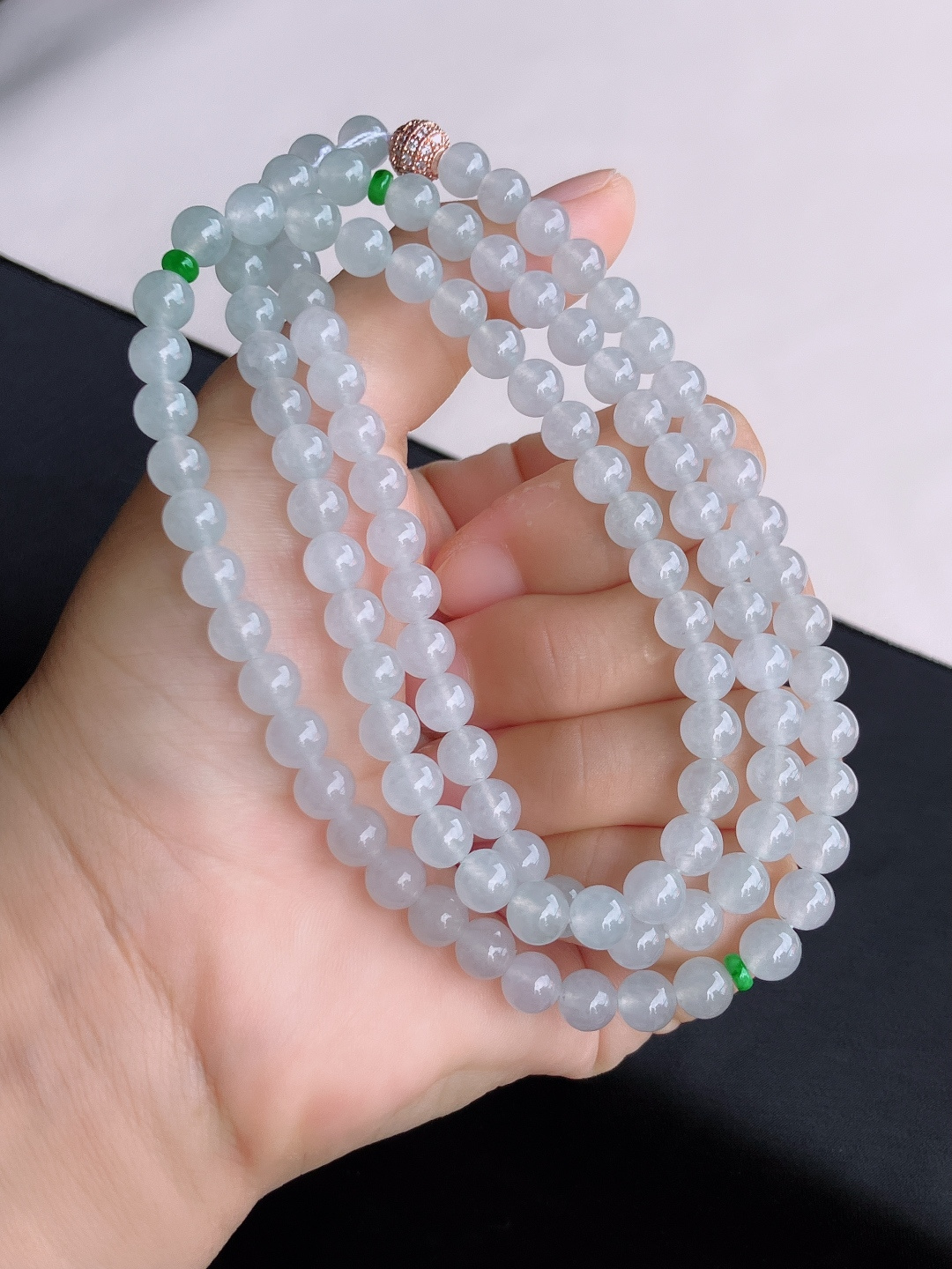 ️白冰大珠链，晶莹剔透，尺寸7/108颗，自然光实拍