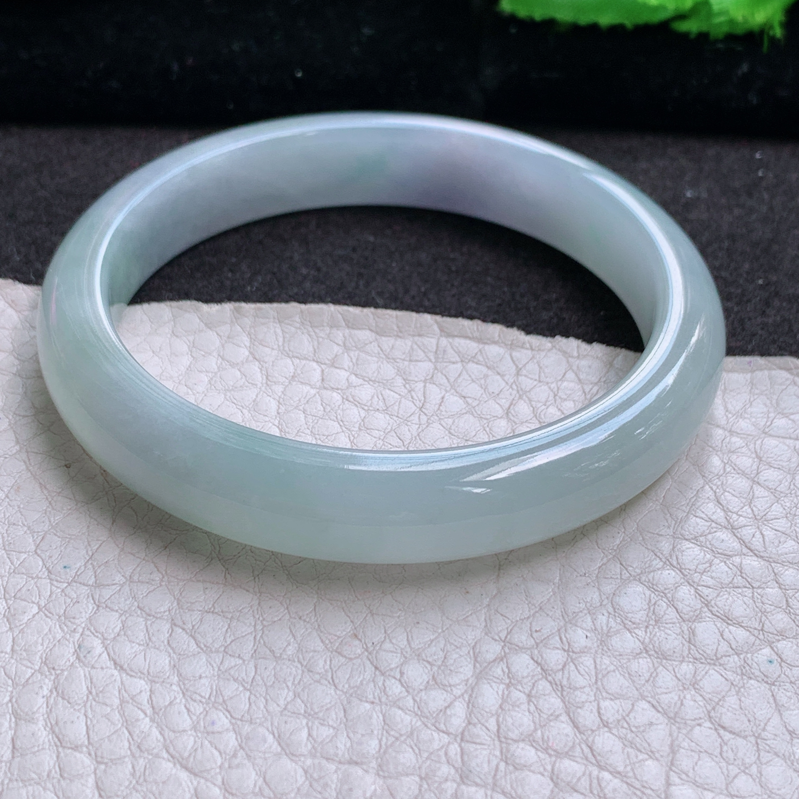 r实拍54.5*10.6*7.3平安镯 缅甸翡翠a货玉手镯清秀飘紫宽边玉手环