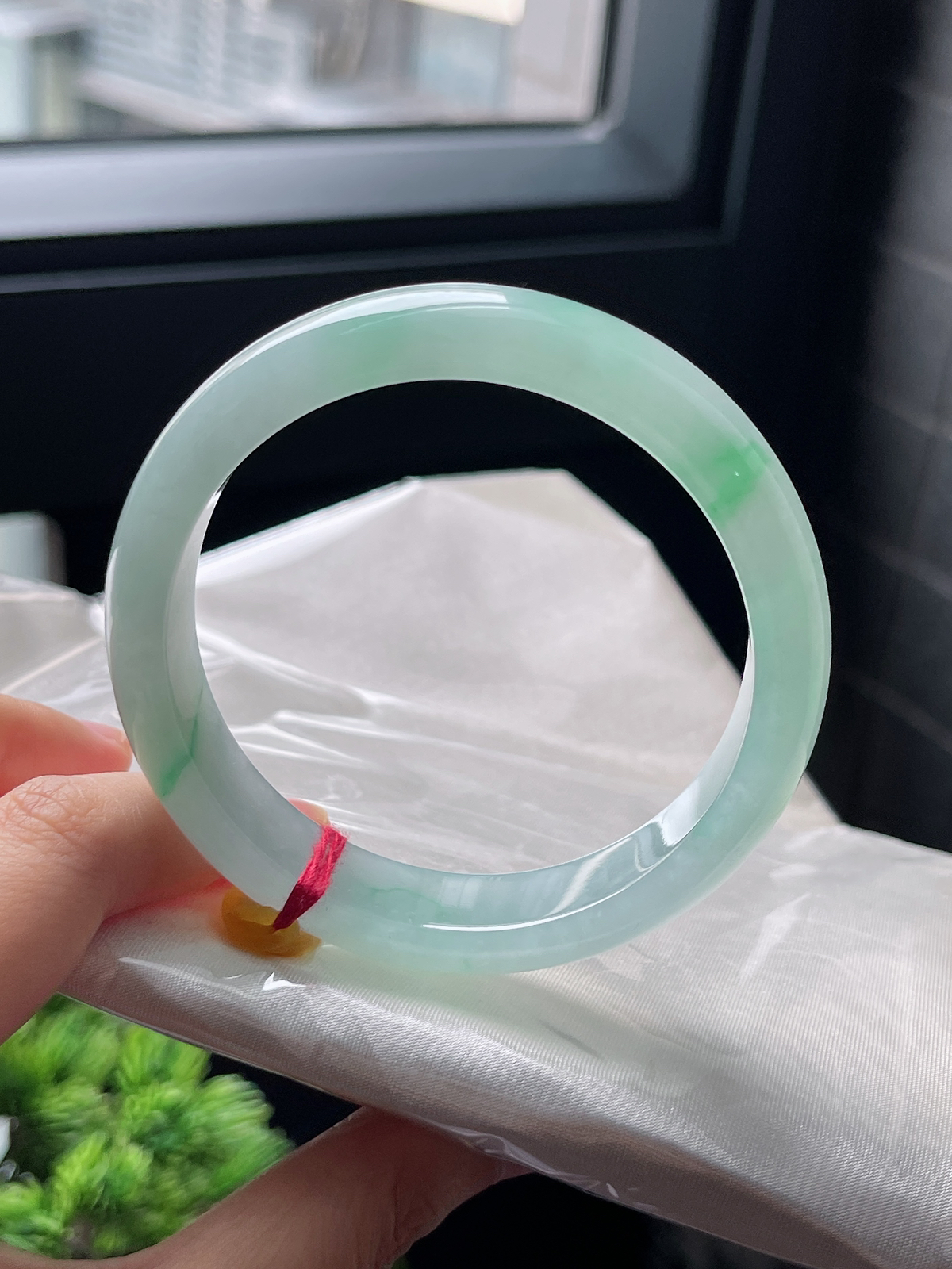圈口58，冰糯种飘花翡翠正圈手镯