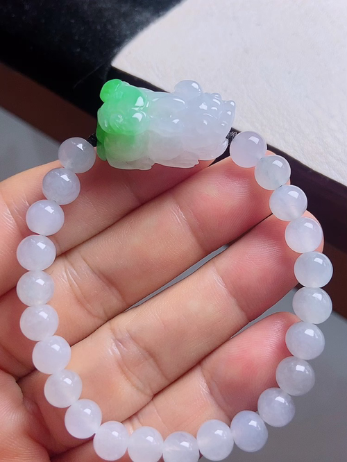 貔貅手链 冰润水足 , 25.3-14.2-11.6 珠子6.8mm