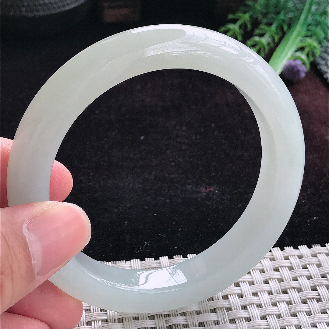 实拍A货翡翠57/11.8/9.3老坑冰胶果冻冰晴手镯宽边玉镯平安镯手环