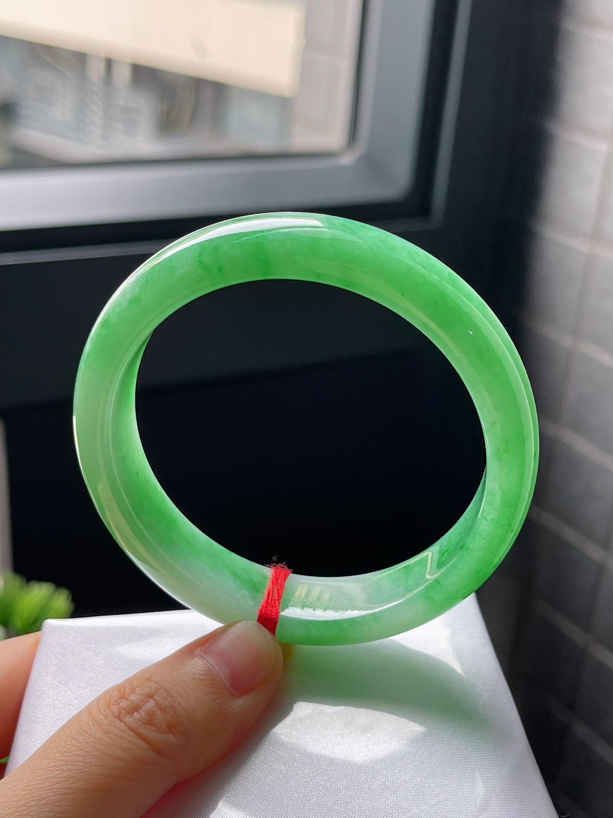 圈口57，糯化种满绿正圈手镯