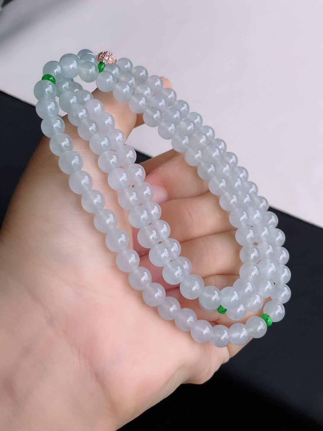 ️白冰大珠链，晶莹剔透，尺寸7/108颗，自然光实拍