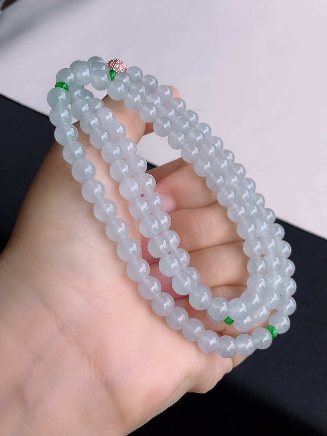 ️白冰大珠链，晶莹剔透，尺寸7/108颗，自然光实拍
