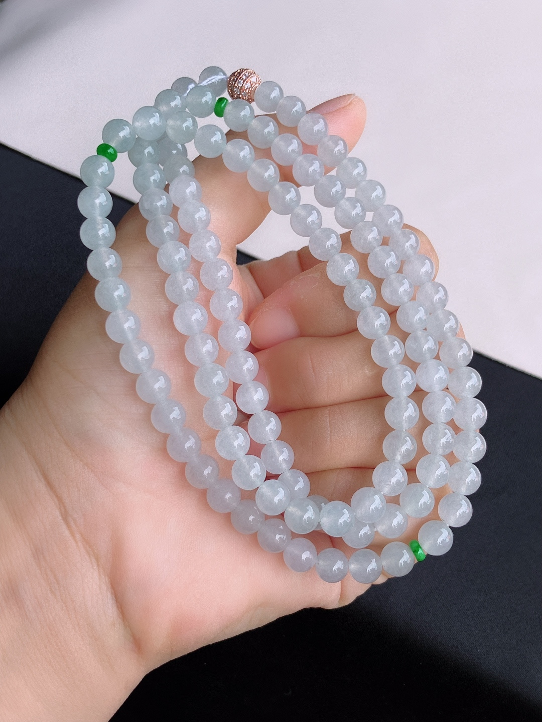 ️白冰大珠链，晶莹剔透，尺寸7/108颗，自然光实拍