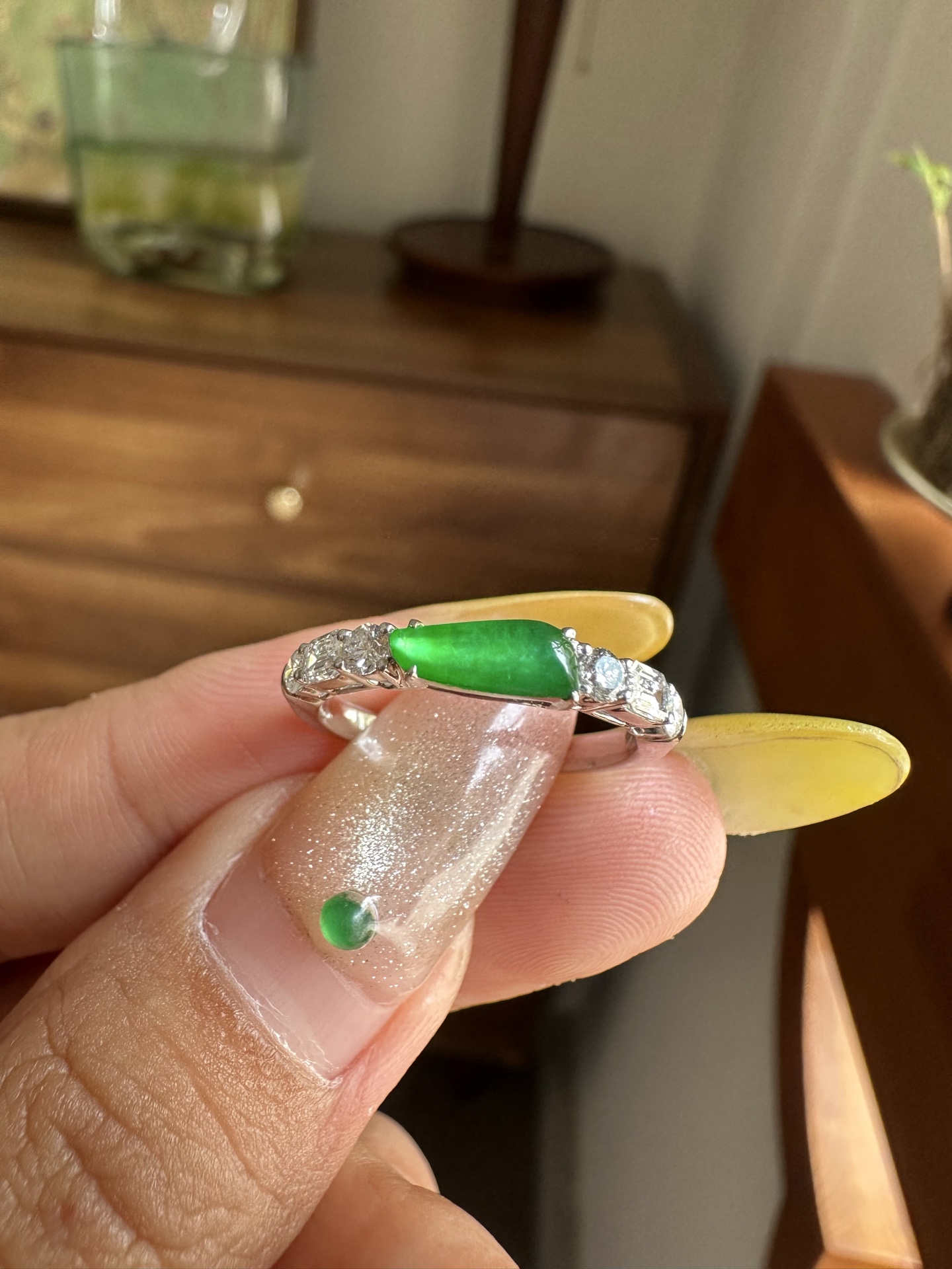 ️ 龙石种随形设计款戒指（培育钻镶嵌）