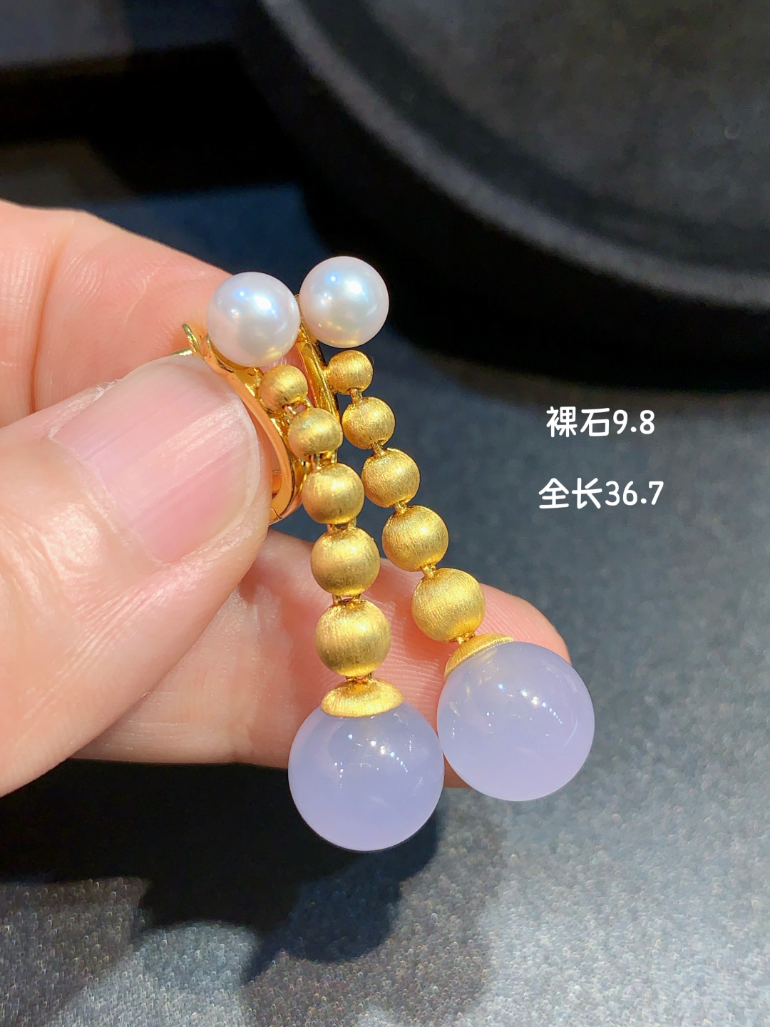 ️紫韵心许 冰紫珠珠耳环 上耳好看，36.7