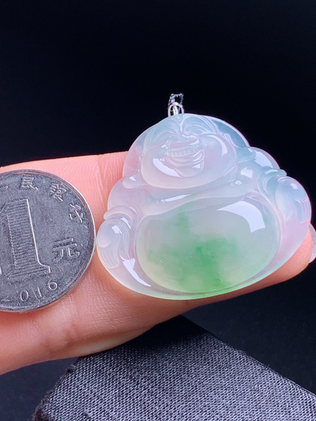 ️ 冰种飘绿佛公，种水通透飘色灵动，笑佛福气满满