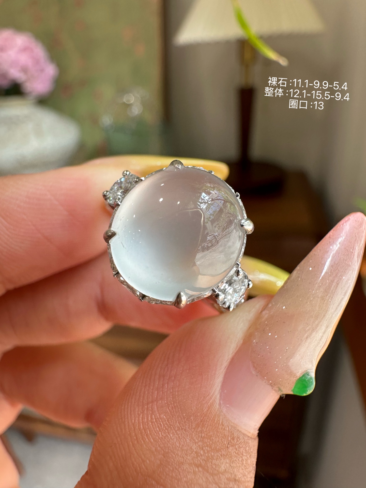 ️ 蛋面四爪镶戒指，11.1-9.9-5.4