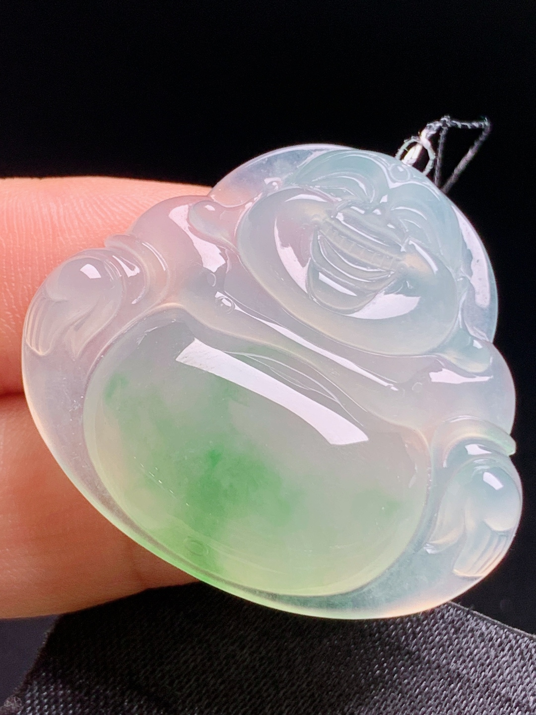 ️ 冰种飘绿佛公，种水通透飘色灵动，笑佛福气满满