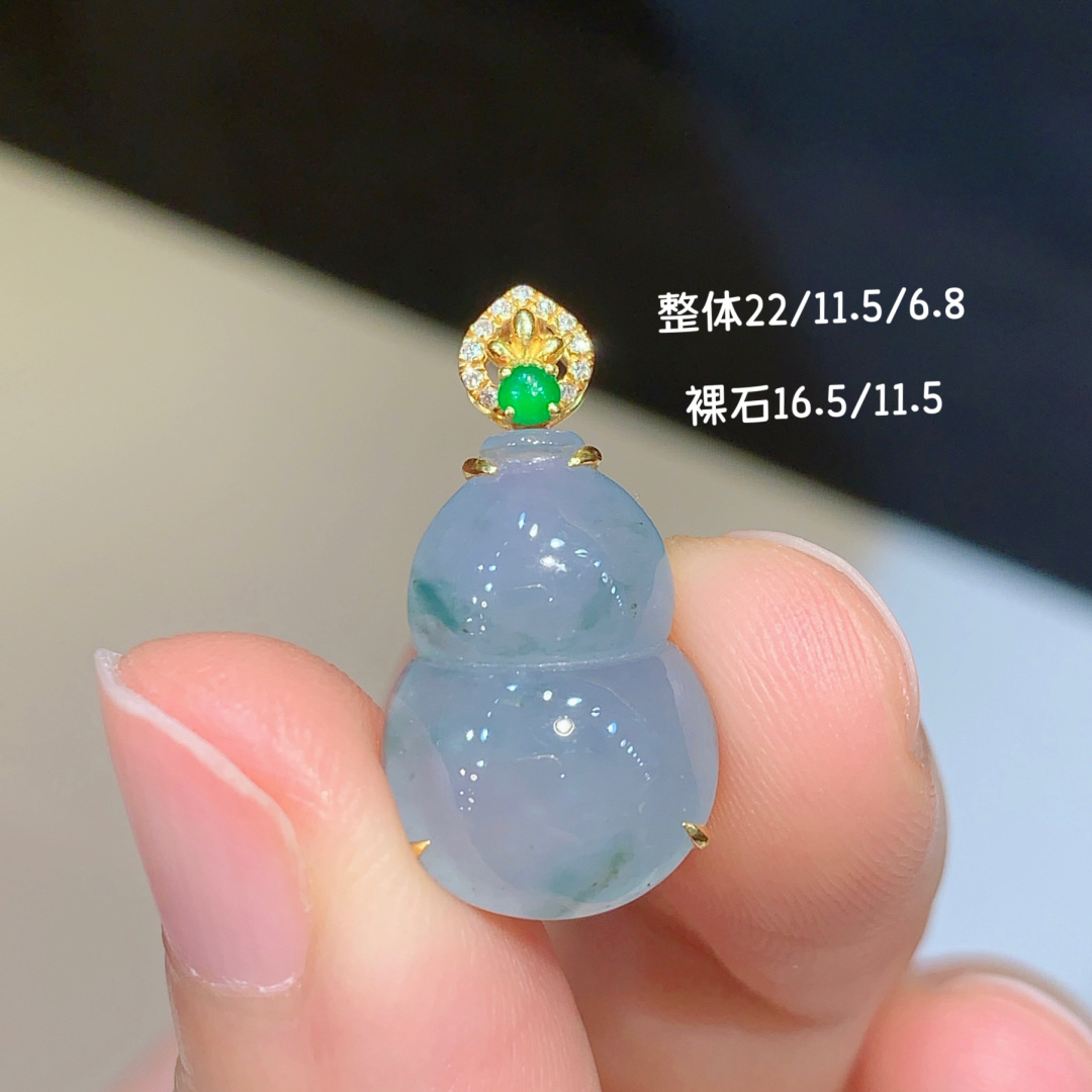 ️飘花葫芦吊坠，圆鼓鼓 水润润 18k真金真钻，16.5-11.5