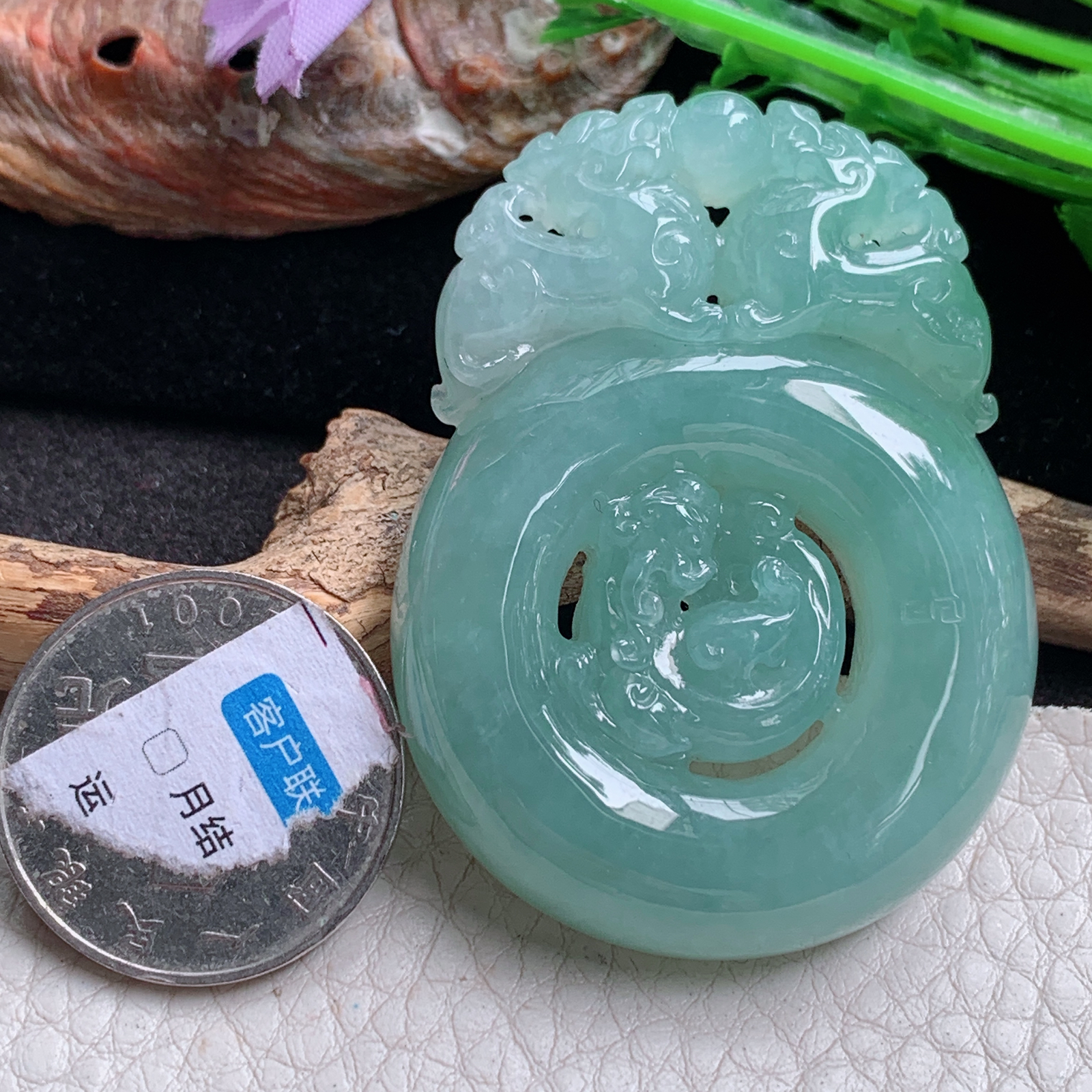 ktj实拍53.2*39.8*9.5缅甸翡翠精雕高品质冰油绿有求必应玉吊坠