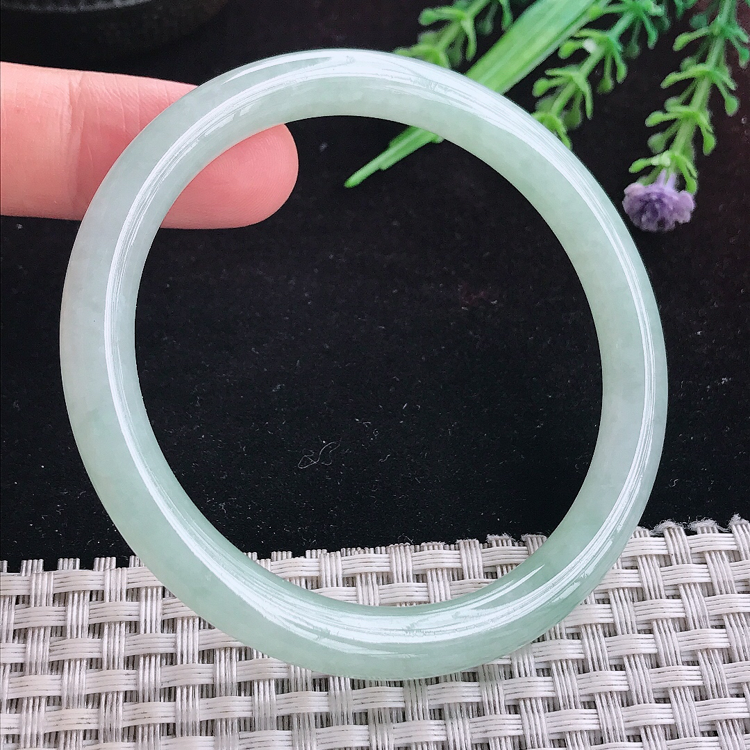 实拍A货翡翠57/7.7/7.8老坑秀气冰晴叮当镯平安镯手环