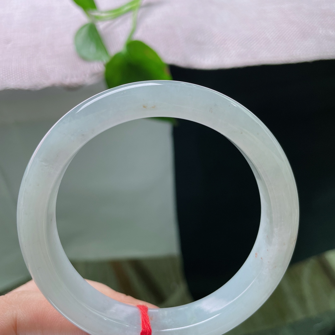 57.6/11.9/8.8，白底正圈，无裂，净润白底散落细碎红翡，一花一韵，素雅之中藏着恰到好处的灵动。ss56311a