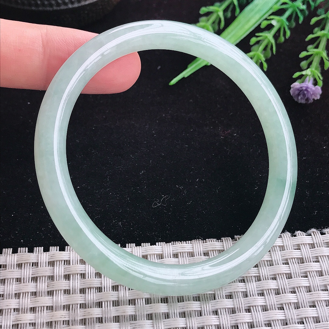 实拍A货翡翠57/7.7/7.8老坑秀气冰晴叮当镯平安镯手环