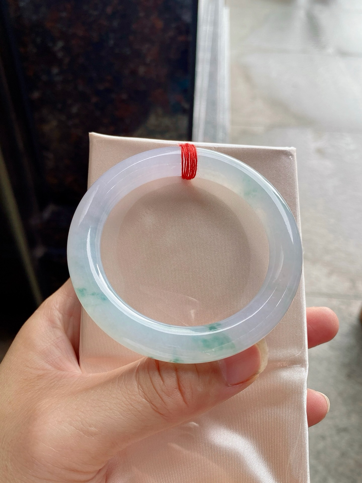 圈口53.6-9.8-9.9    【冰种紫飘花圆条手镯】圈口53  54可戴  质地细腻   种水好