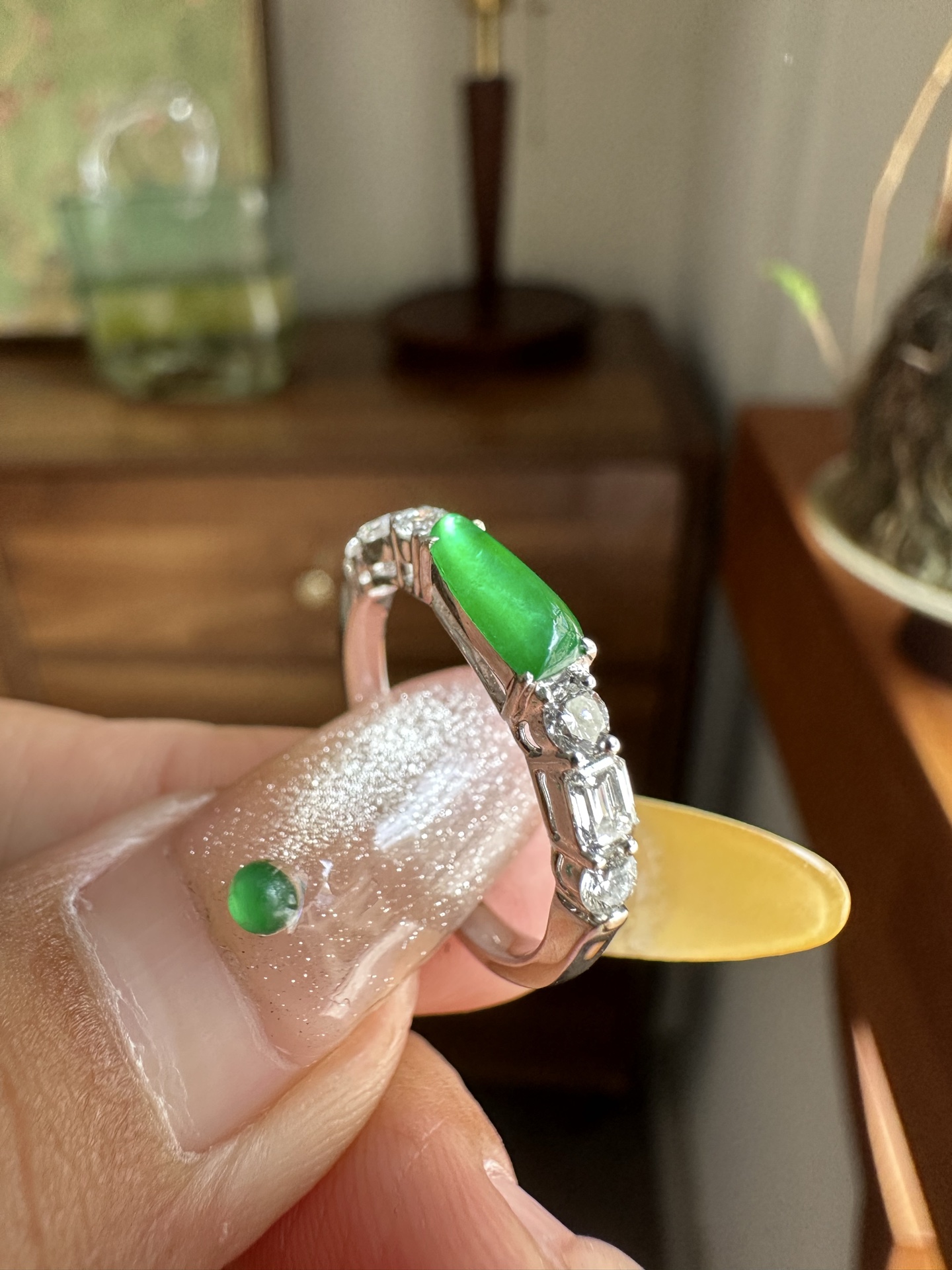 ️ 龙石种随形设计款戒指（培育钻镶嵌）