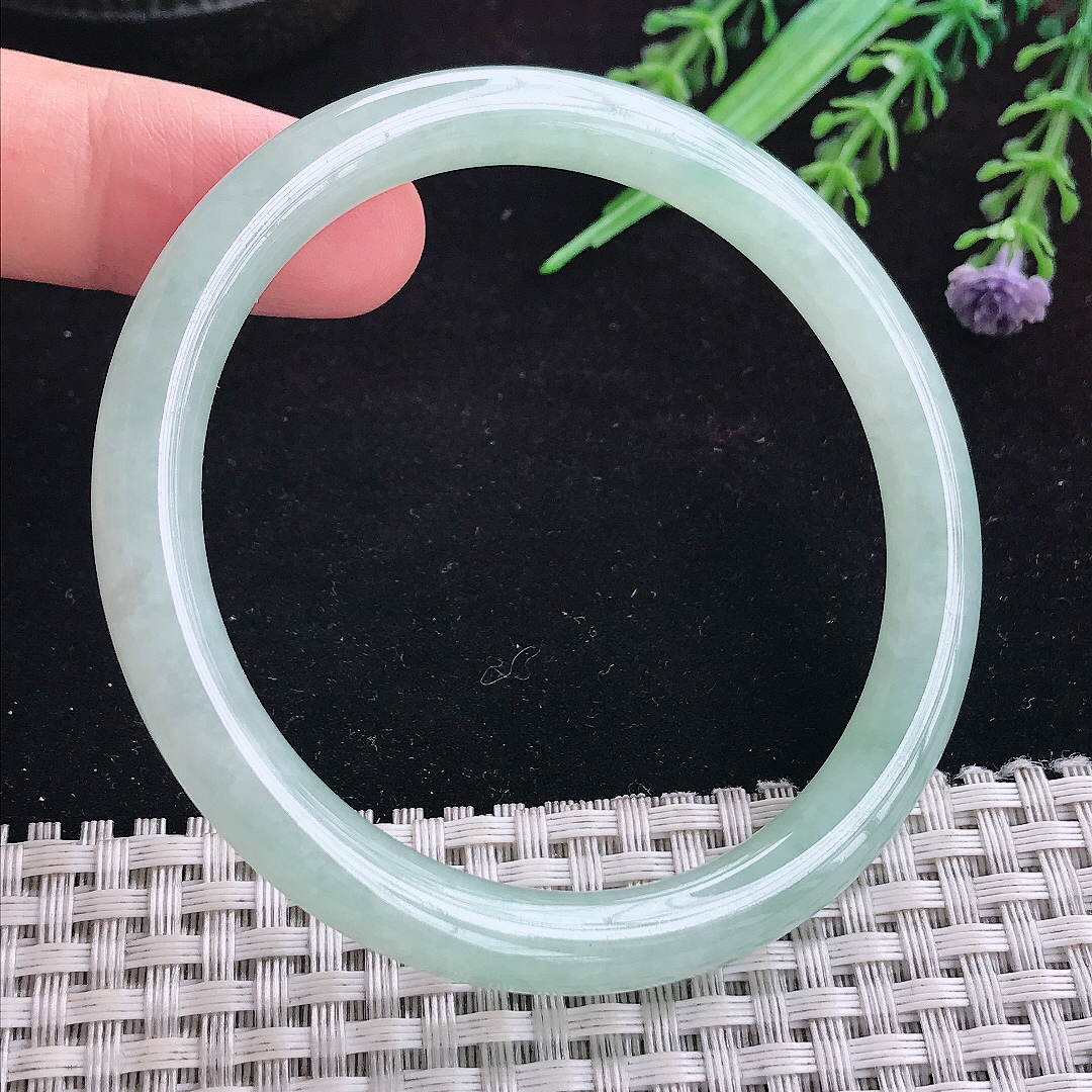 实拍A货翡翠57/7.7/7.8老坑秀气冰晴叮当镯平安镯手环