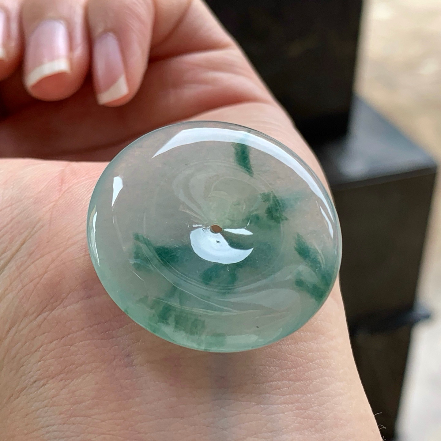 蓝花平安扣^_^鲜艳 尺寸32.6